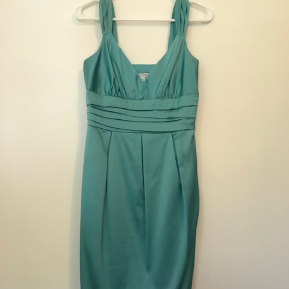 Maggy London Turquoise Satin Dress
